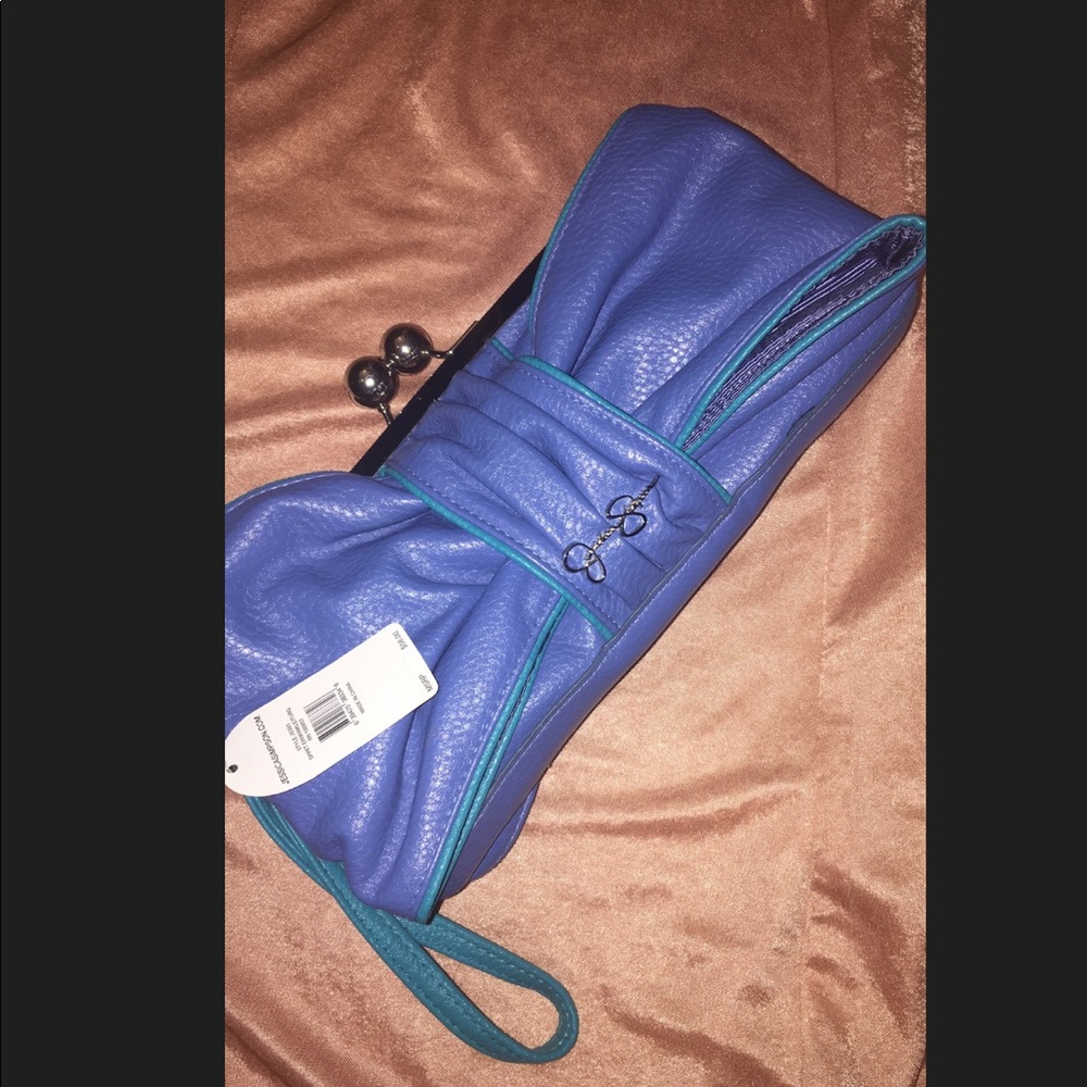 Jessica Simpson Jenny bow Blue Clutch Wristlet 💙